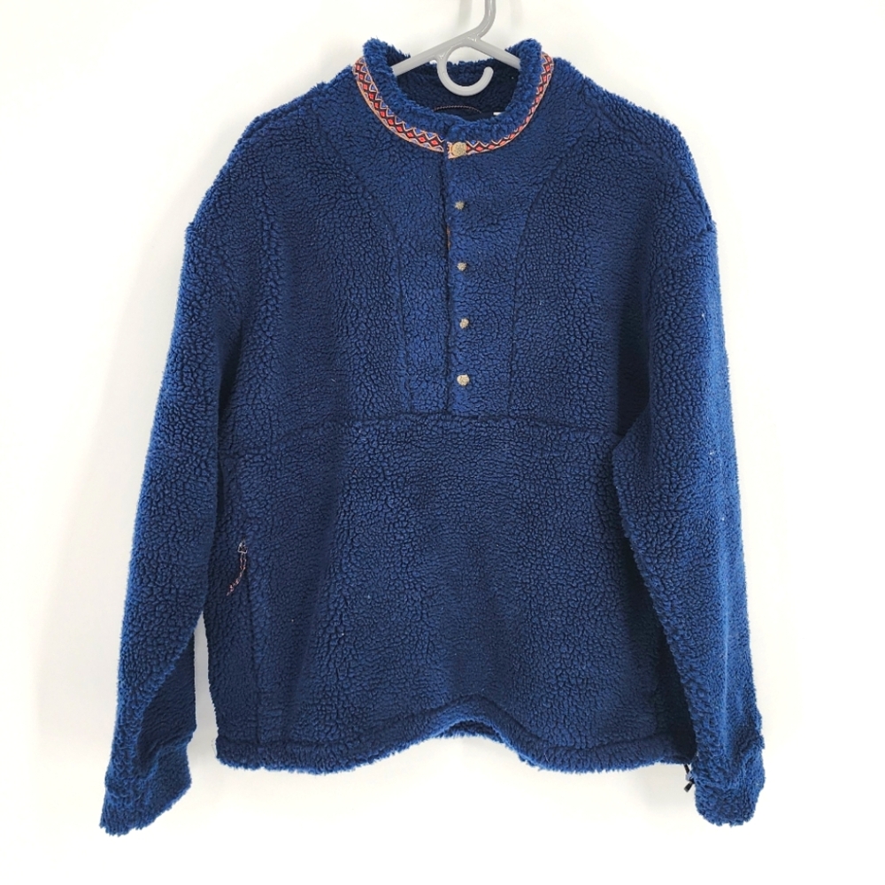 Alpine Design NWT 1/4 Snap Sherpa Pullover Vintage Blue Women's Large